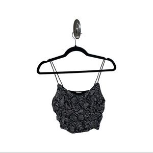 Black and White animal print ruched tank top